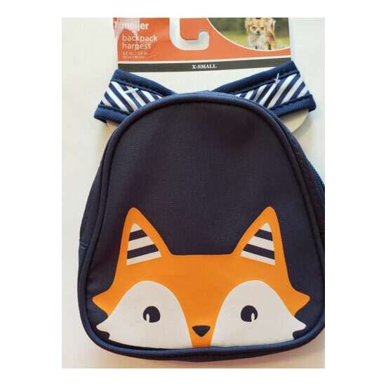 Dog Backpack Harness No Pull Soft Padded Fox Design Blue X Small NEW image {1}