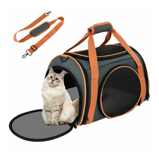 Foldable Transport Pet Dog Cat Carrier Bag Travel Carrier Bag with soft mattress image {1}