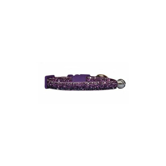 purple and lilac pet sparkle kitten safety collar 5"-7" bell image {1}