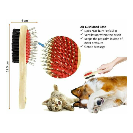 2 in 1 Wooden Dog Brush Cat Puppy DOUBLE SIDED Dog Grooming Kit Pet hair Remover image {3}