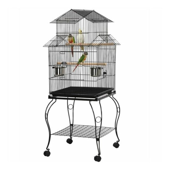 55" Triple Roof Top Large Bird Cage for Parrot Cockatiel Parakeet Conure Caique image {1}