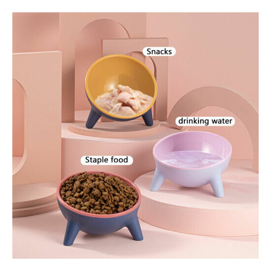 Raised Tilted Elevated Bowl Pet Cat Bowl Food Water Dish Backflow Prevention US image {2}