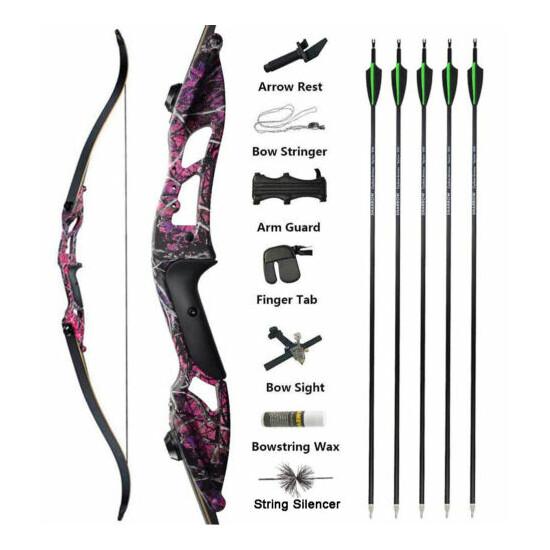 30-50lbs Archery Recurve Bow Set Hunting Bow 56 inch Takedown carbonpfeile  Thumb {18}