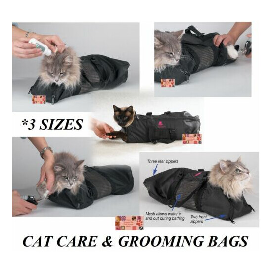 CAT GROOMING Nail Clipping Bathing Travel BAG NO BITE SCRATCH RESTRAINT SYSTEM image {1}