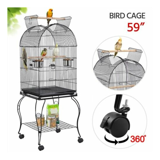 59in Open Top Bird Cage Large Medium Parrot Cockatiel Sun Parakeet Conure Cages image {2}