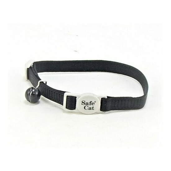 Coastal "Safe Cat" Adjustable Nylon Cat Collar w/ Bell, 3/8" x 8"-12", Black image {1}