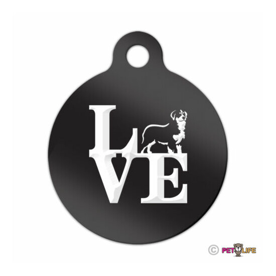 Love Bernese Mountain Dog Engraved Keychain Round Tag w/tab park berner image {1}