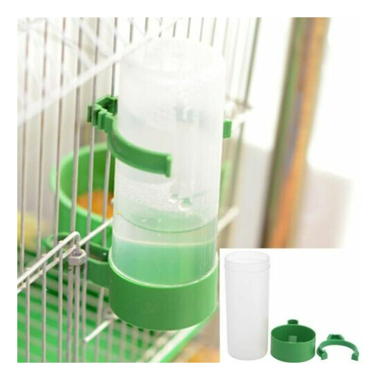 4 Plastic With Feeder Clip For Budgie Bird Drinker Green Aviary Water Bottle New image {8}