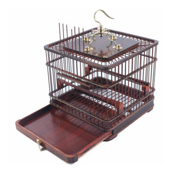 Large Hanging Bird Cage Wooden Aviary Cage Nest Large Pet Bird Cage with Tray image {3}