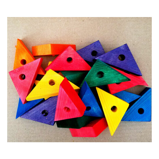 Wooden Wood Colored 24 Triangles Bird Parrot Toy Parts Amazon Cockatoo Macaw image {4}
