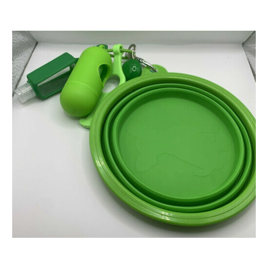 Collapsible Dog Bowl Silicone W/ Light Attached Poop Bags and Case BPA Free  image {1}