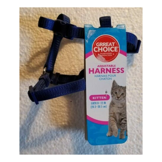 Cat Kitten Adjustable Harness Great Choice Girth 8"-12" Blue NEW  image {1}