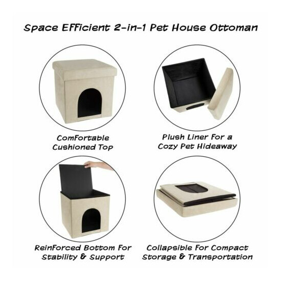 Pet House Ottoman Cat Dog Cube Footrest Cushion Top Interior Pillow 15 Inches image {3}