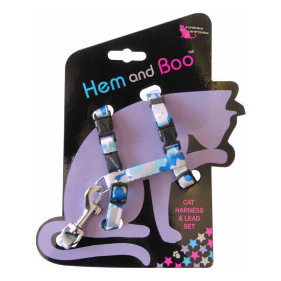 Hem & Boo Cat Harness & Lead Set Stripes CAMO 9mm X 30-40cm PINK Feline image {4}