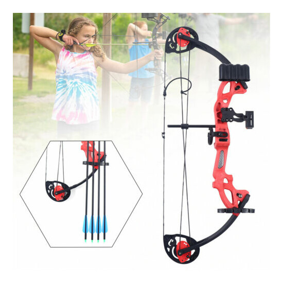 Youth Compound Bow Set 15-25lbs Junior Kids Target Gift Archery Hunting Shooting image {1}