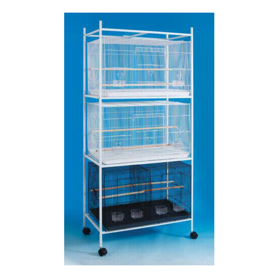 4-Tiers Rolling Stand for Four of 24"x16"x16"H Aviary Bird Flight Cages White  image {2}
