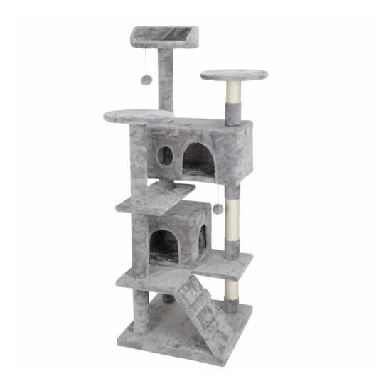 53" Cat Tree Activity Tower Pet Kitty Furniture with Sisal-Covered Scratch Post image {4}