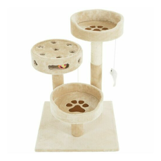 Cat Tree 3 Tier Play Center with Toys 27 Inch H Sleeping Platform Beds image {1}