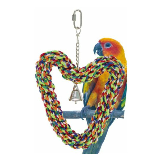 1679 Heart Ring Rope SWING BIRD TOY parrot cage toys cages conure african grey image {1}