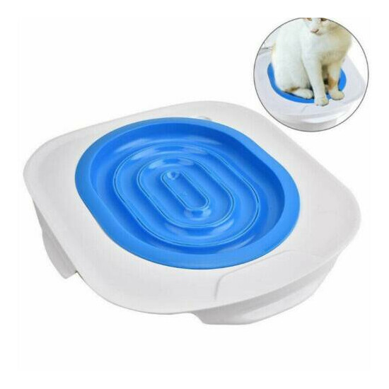 Plastic Cat Toilet Trainer Cat Litter Tray Box Toilet Training Cleaning Kit US image {4}