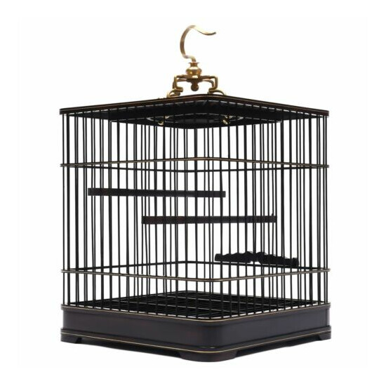 Bird Cage Solid Square Wood Vintage Wooden Pet Nest with Removable Drawers USA image {2}