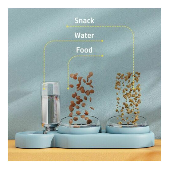 Cat Dog Automatic Feeder Pet Food Bowl Water Dispenser Feed Storage Container Us image {3}