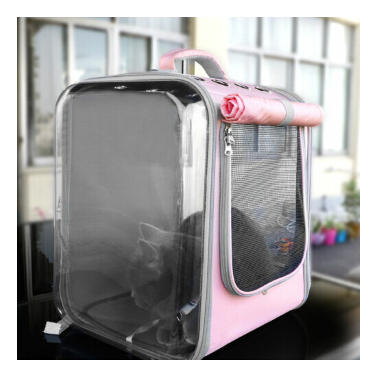 Pet Carrier for Cats Airline Approved Large Bag Backpack Soft Sided Pink Mesh image {3}
