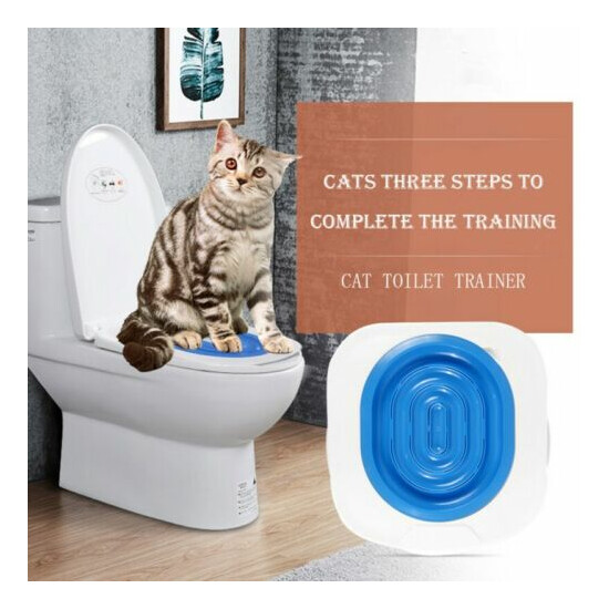 Pet Cats Plastic Toilet Trainer Pets Toilet Training Kit Litter Tray Mat Pets Cl image {1}