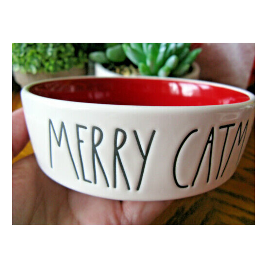 New Rae Dunn CHRISTMAS “Large Letter” Ceramic "MERRY CATMAS" Cat Bowl image {4}