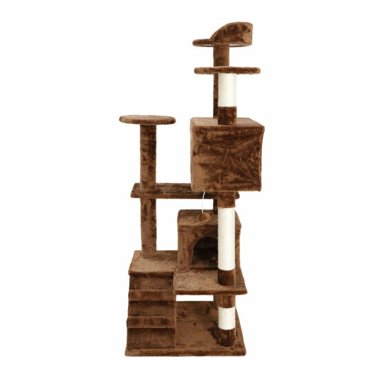 Cat Tree 53" Scratching Condo Kitten Activity Tower Playhouse W/ Cave Ladders image {1}