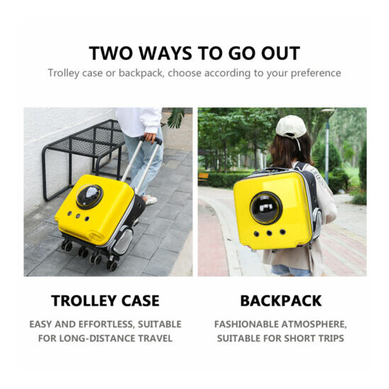 Pet Backpack Carrier with Removable Wheels Small Dog Cat Trolley Bag for Travel image {6}