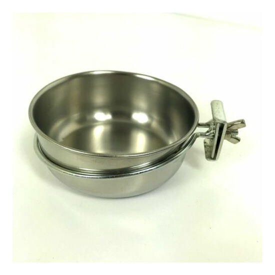 Stainless Steel Feeder Bowls with Clamp Holder Bird Parrot Rabbit Small Animal image {7}