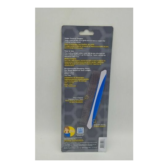 JW Pet Company 8-Inch Gripsoft Rotating Comfort Comb, Fine and Coarse blue image {3}
