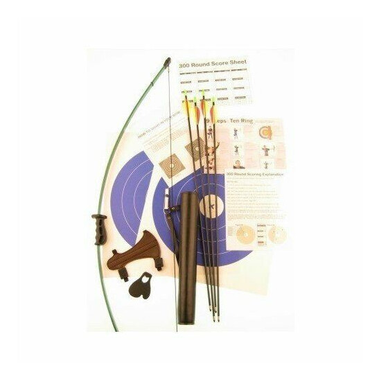 Ages 6-12 Economy Archery Package Set Beginner Longbow/Recurve Bow image {1}