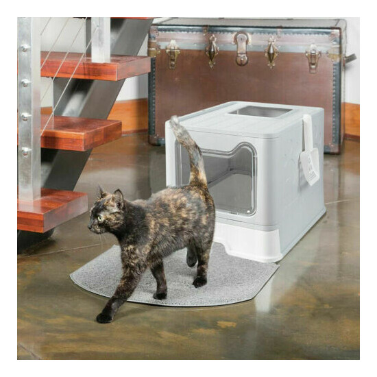 Large Pet Cats Toile Cat Litter Box Portabe Fully Enclosed Removing Double Door image {1}