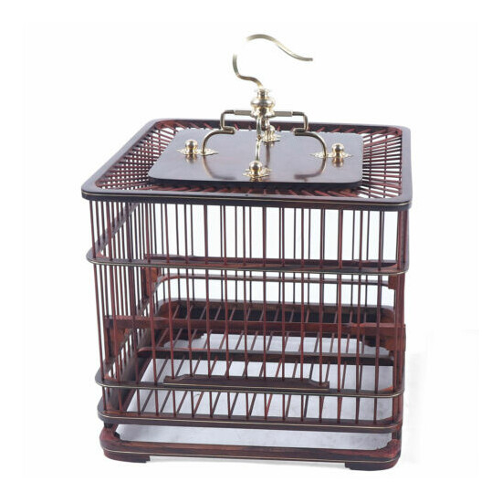 Large Hanging Bird Cage Wooden Aviary Cage Nest Large Pet Bird Cage with Tray image {2}