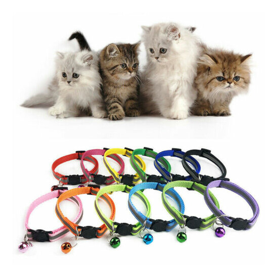 Cat Dog Collar Reflective Breakaway with Bell Colorful Kitten Puppy Pet Supplies image {2}
