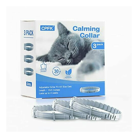 Cat Calming Collar 3 Pack Pheromone Calm Anxiety Collar for Cats and Kittens image {1}