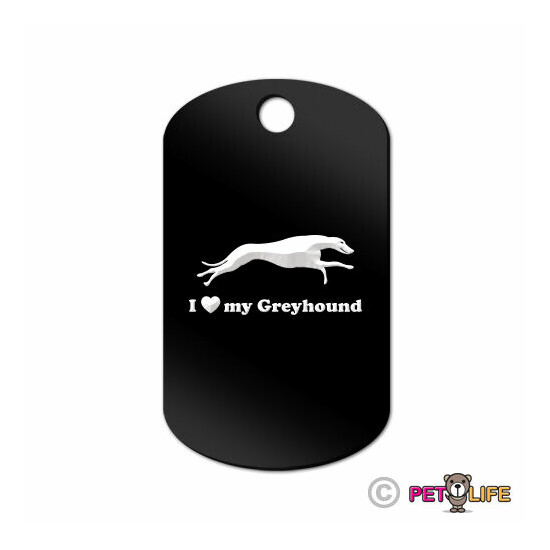 I Love My Greyhound Engraved Keychain GI Tag dog running v2 english image {1}