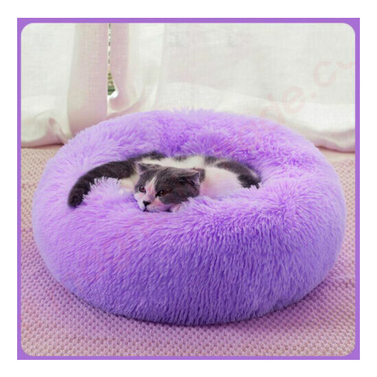 Lots Pet Cat Calming Bed Warm Soft Plush Round Nest Comfy Sleeping Dog Kennel image {4}