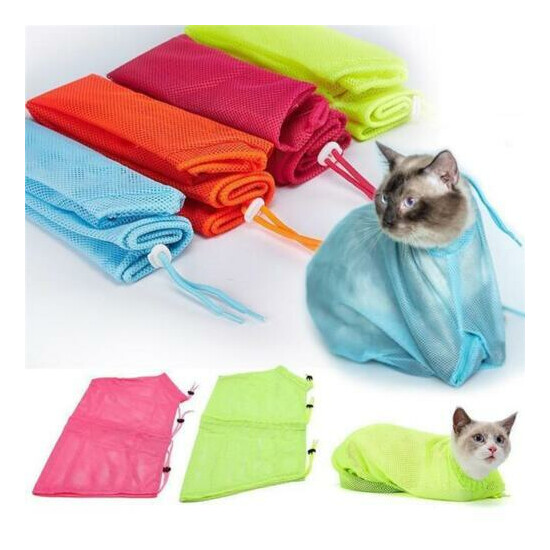 Mesh Pet Cat Grooming Restraint Bag For Bath Wash Nails Cutting Cleaning Bag SA image {3}