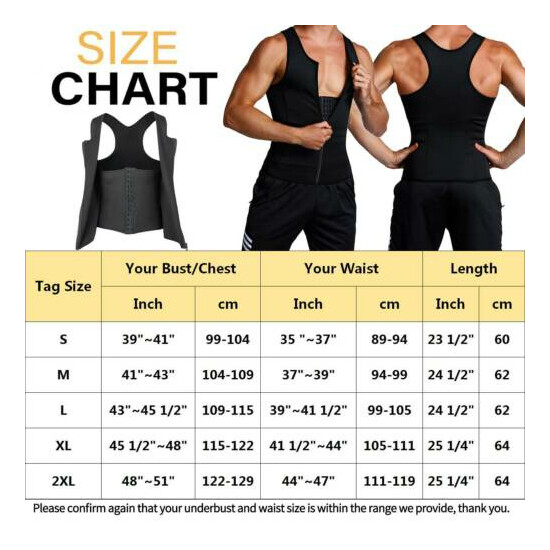 Men's Neoprene Weight Loss Sauna Sweat Vest Waist Trainer Tank Shaper Workout US image {23}