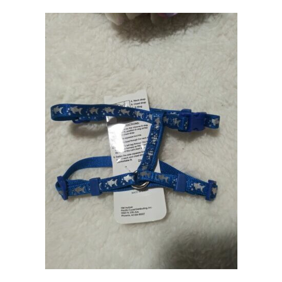 Whisker City Cat X-Small Dog Harness 8"-16" Adjustable Reflective Fish Blue image {6}