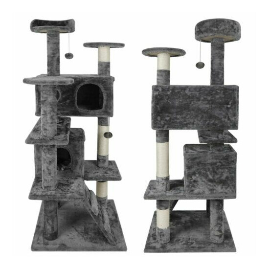 53" Cat Tree Scratching Condo Kitten Activity Tower Playhouse W/ Cave & Ladders  image {3}