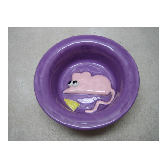 RUSS BERRIE CAT BOWL MOUSE W/CHEESE SIGNED DEBBY CARMAN image {1}