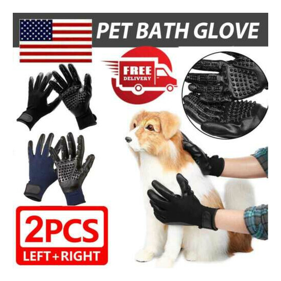 Pet Dog Cat Ninja Grooming Gloves HaOL Fur Remover Bathing Shedding Massage Pair image {1}