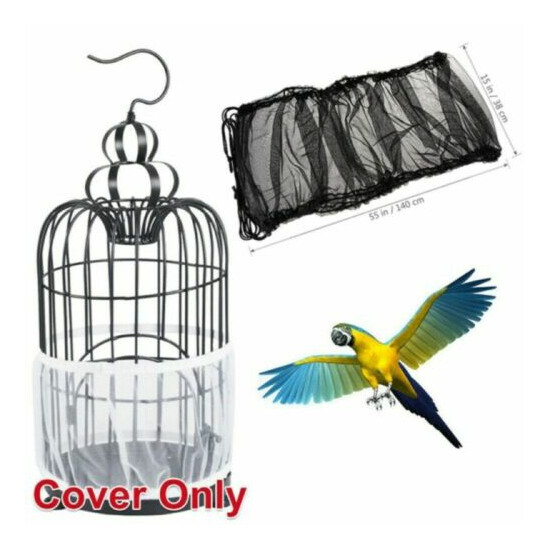 Nylon Pet Bird Cage Cover Mesh Net Shell Skirt Seed Catcher Decoration Tidy US image {1}