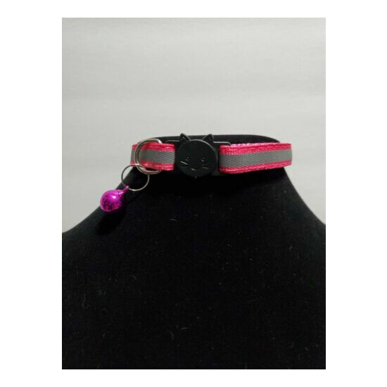 ADJUSTABLE KITTEN CAT REFLECTIVE BREAKAWAY PET SAFETY COLLAR WITH BELL Pink image {3}