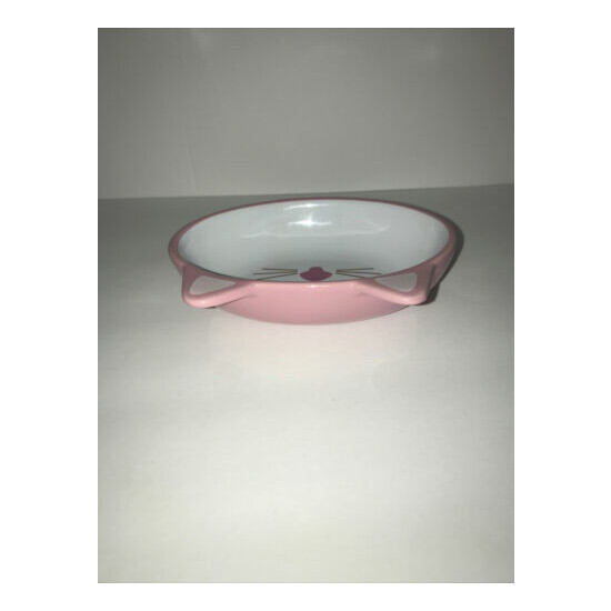 Meow! PetRageous Designs Sleepy Kitty Oval Dish Pink Ceramic Cat Bowl Pet Supply image {4}