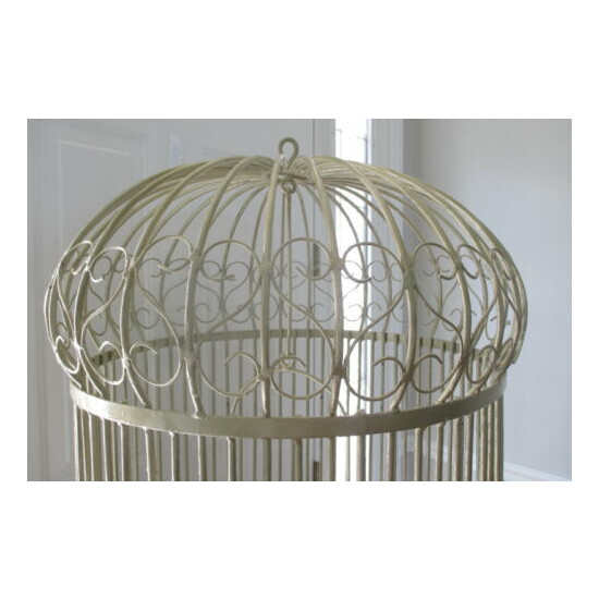 Magnificent Solid Iron Bird Cage Vtg Ornate Victorian Dome Parrot House Huge!  image {3}